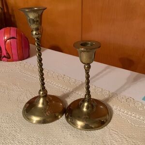 Brass barley twist candlesticks